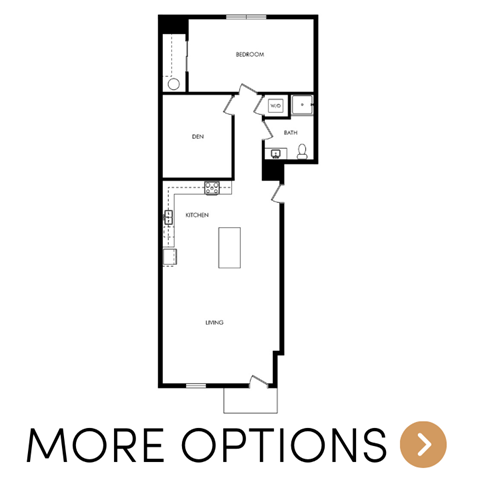 Floor plan for 1 bed, 1 bath, 780 sqft